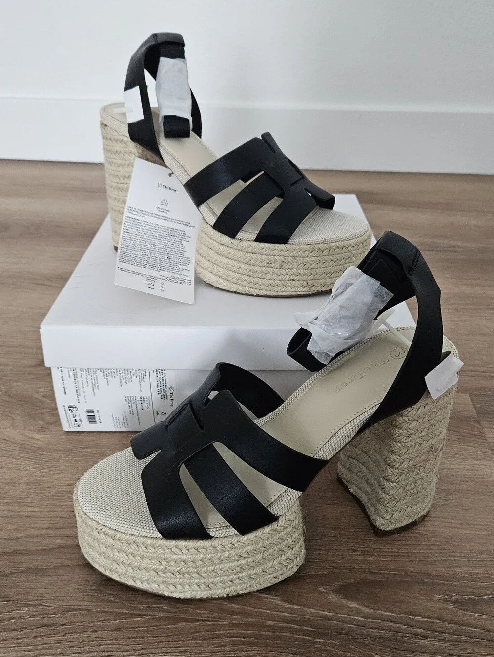The Drop Bea Black Espadrille Platform Sandals Size 8